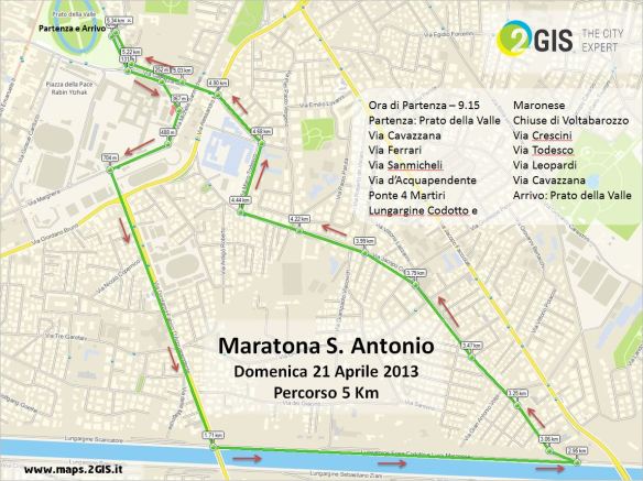 Maratona S. Antonio - 21 aprile 2013 - Percorso 5 Km by 2GIS THE CITY EXPERT